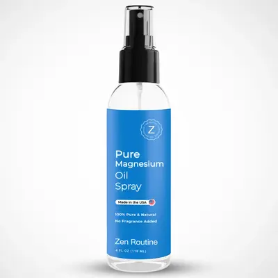 Zen Routine: 4oz Pure Magnesium Oil Spray, USP Grade Magnesium Chloride for Sleep Muscle Spasm Cortisol Body Odour & Stress R...