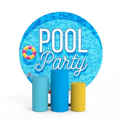 Aperturee Swim Ring Summer Pool Party Round Backdrop Kit | Custom Backdrop For Party | Party Decoration | Backdrop Sunflower ...