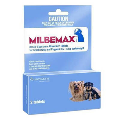 Milbemax Allwormer Tablets For Small Dogs Upto 11lbs 50 Tablets