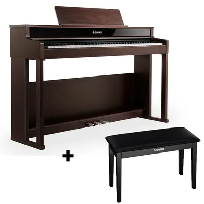 Donner DDP-400 Professional Digital Piano - Brown / Piano+Two-Seater Bench