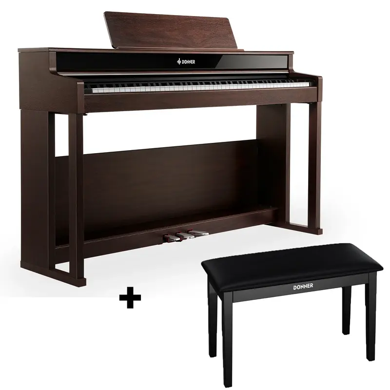 Donner DDP-400 Professional Digital Piano - Brown / Piano+Two-Seater Bench