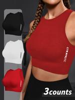 Women's Solid Color Crop Sports Tank Top, Breathable Moisture Wicking Quick Drying Sports Top, Ladies Sportswear for Indoor O...