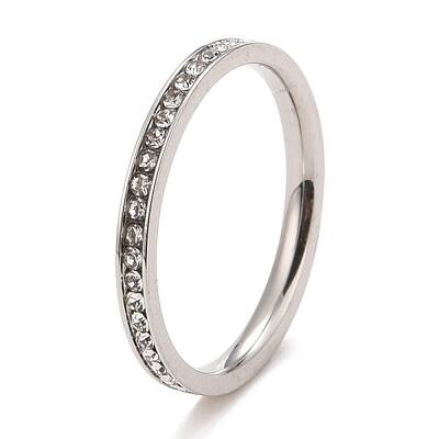 304 Stainless Steel Rhinestone Rings