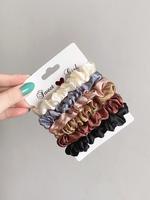Plain Color Frill Design Satin Hair Scrunchie for Galentineday Gift, Hair Accessories Set, Casual Daily Hair Accessories for ...