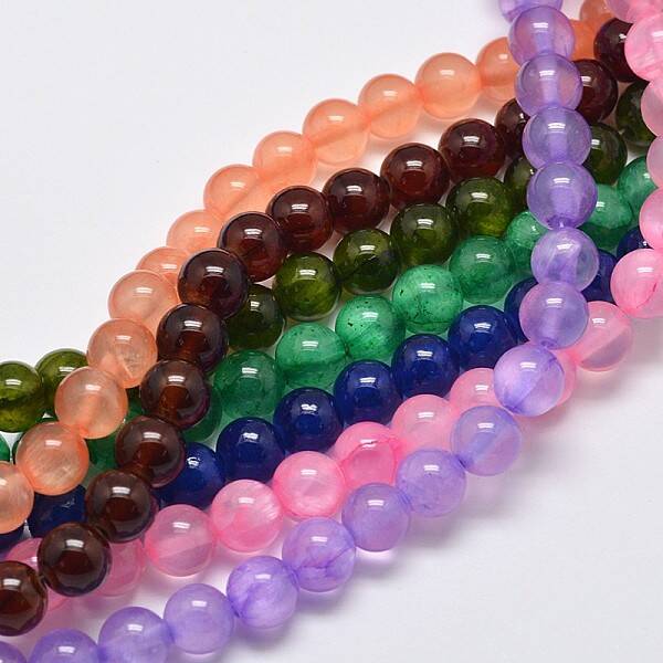 Dyed Natural Green Jade Beads Strands