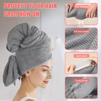 Coral Fleece Microfiber Hair Towel Wrap for Women – Quick Dry & Anti-Frizz Hair Drying Turban with Elastic Band, Soft & Sup...