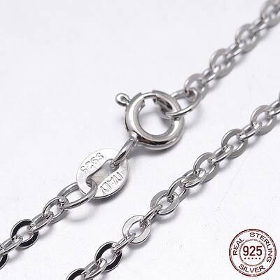 Anti-Tarnish Rhodium Plated Sterling Silver Cable Chains Necklaces