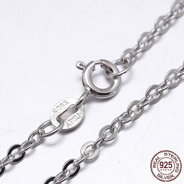 Anti-Tarnish Rhodium Plated Sterling Silver Cable Chains Necklaces