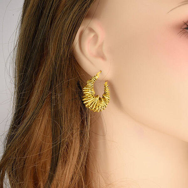 304 Stainless Steel Irregular Twist Hoop Earrings