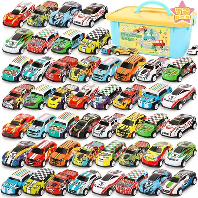 Toy Cars Party Favors for Kids, 72Pcs Pull Back Cars Playsets with Storage Box, Mini Toys Race Cars for Kids Goodie Bags Todd...