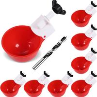 Chicken Waterer Cups (8 Pack/Red) - DIY Automatic Large Chicken Water Feeder for Ducks,Chicks, Turkeys, Quail, Bunny, Bird an...