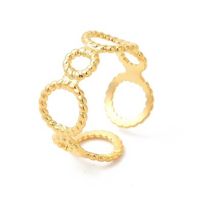 Ion Plating(IP) 304 Stainless Steel Circle Open Cuff Ring for Women
