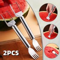 Stainless Steel 2-in-1 Watermelon Slicer & Fork - Easy Cutting Tool for Kitchen & Restaurant Use, Durable Design Fruit Utensi...
