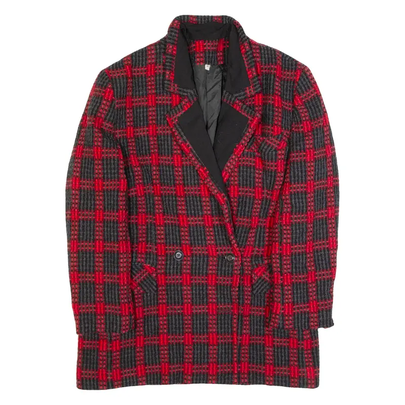 Pea Womens Blazer Jacket Red Wool Check L