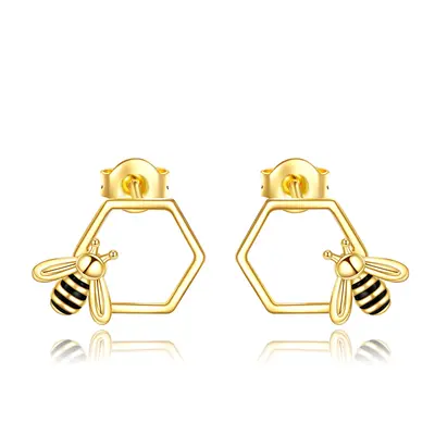 14K Gold Bees Stud Earrings