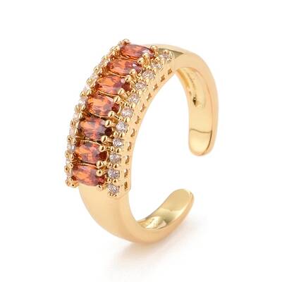 Bling Orange Cubic Zirconia Cuff Ring