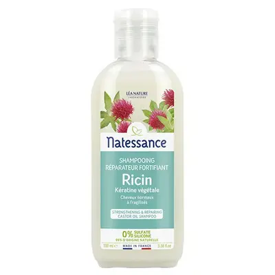 Natessance Fortifying Shampoo Castor and Vegetable Keratin Normal Dry or Fragile Hair 100 ml