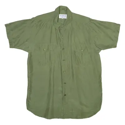 WINNER Mens Plain Shirt Green Silk XS
