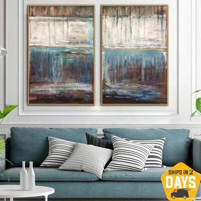 Large Set Texture Painting Set of Paintings Abstract Original Painting Canvas Painting 2 Piece | FANTASY LAND 2p 71"x82&...