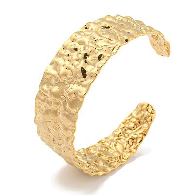 Ion Plating(IP) Textured 304 Stainless Steel Wrap Cuff Bangle for Women Men