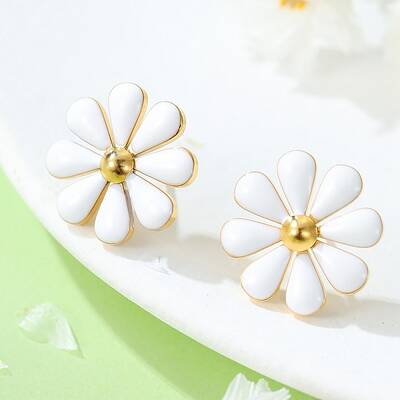 304 Stainless Steel Enamel Stud Earrings