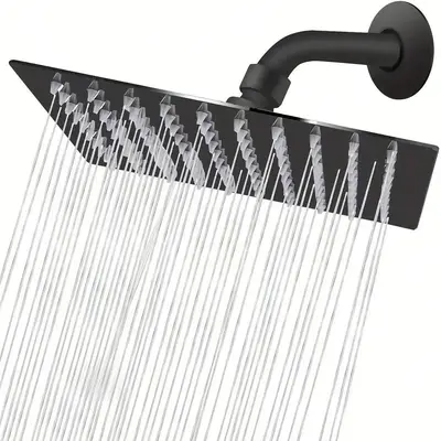 Stainless Steel Rainfall Shower Head, High Pressure Rain Shower Head, Square Water Saving Shower Head, Bathroom Fixtures