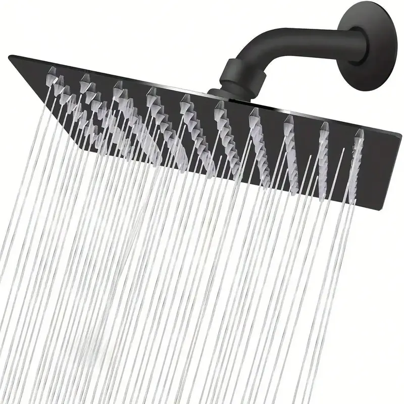 Stainless Steel Rainfall Shower Head, High Pressure Rain Shower Head, Square Water Saving Shower Head, Bathroom Fixtures