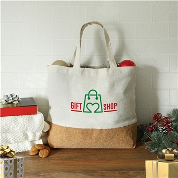 100 Promotional 6 oz Linen and Cork Tote Bag - Reinforced Bottom
