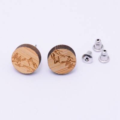 Natural Wood Stud Earrings