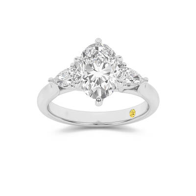 Lumina Three Stone Oval Lab Grown Diamond Engagement Ring | 18K White Gold 4 5/8 CT. TW.
