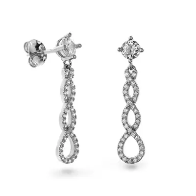Again jewelry Sparkling Silver Cubic Zirconia Drop Earrings AJNS0004