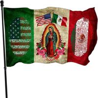 Mexico Flag Mexican American Flag 3x5 Outdoor Double Sided Mexico Usa Friendship Flag Virgin Mary Mexico  Mexican Flag Patrio...