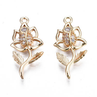 Brass Micro Pave Clear Cubic Zirconia Pendants