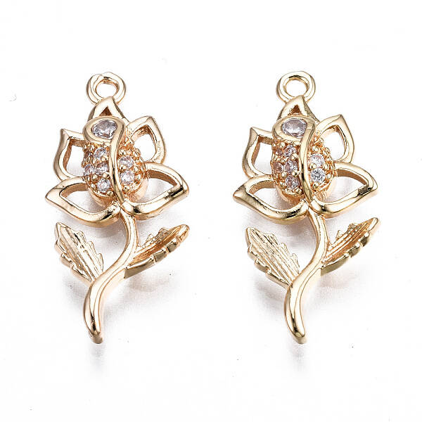 Brass Micro Pave Clear Cubic Zirconia Pendants