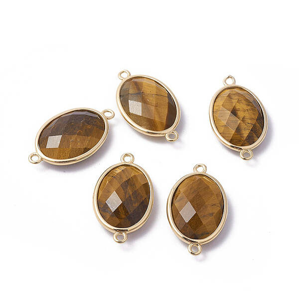 Golden Tone Brass Tiger Eye Links