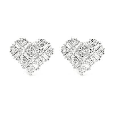 Rack Plating Brass Micro Pave Clear Cubic Zirconia Stud Earrings for Women