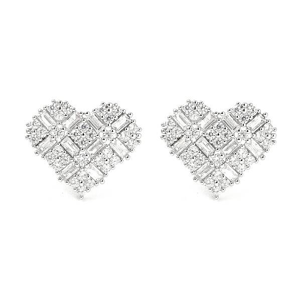 Rack Plating Brass Micro Pave Clear Cubic Zirconia Stud Earrings for Women