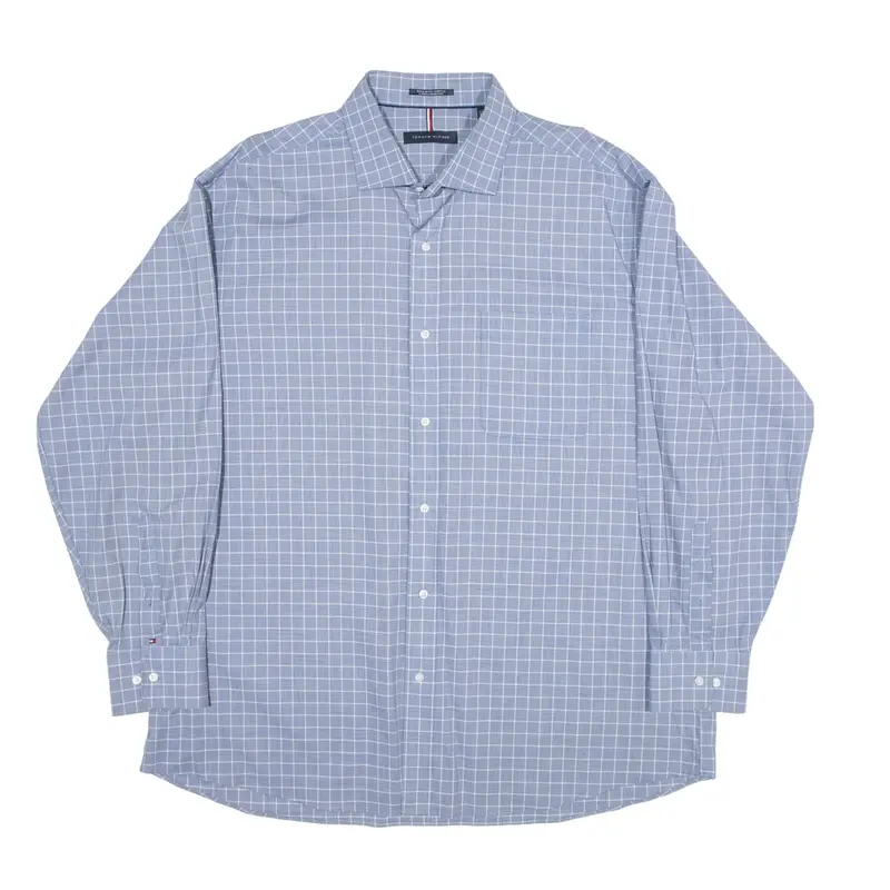 TOMMY HILFIGER Shirt Blue Check Long Sleeve Mens XL