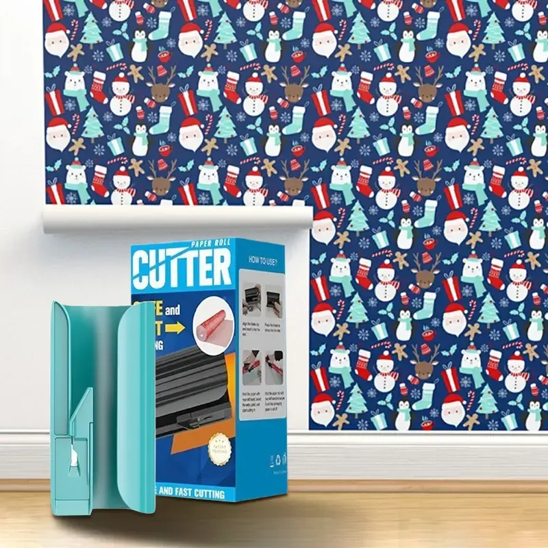 Christmas Wrapping Paper Cutter and Slider Tool Set – Ideal for Holiday Gift Packing, Crafting, and Birthday Wrap Rolls –...