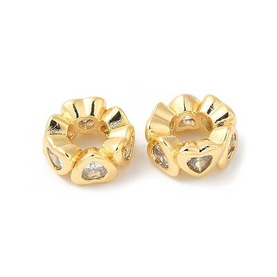 Brass Micro Pave Cubic Zirconia European Beads