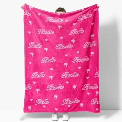 Custom Name Step And Repeat Pink Blanket For Girl - Aperturee