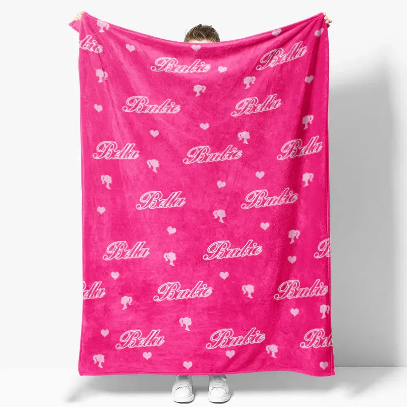 Custom Name Step And Repeat Pink Blanket For Girl - Aperturee