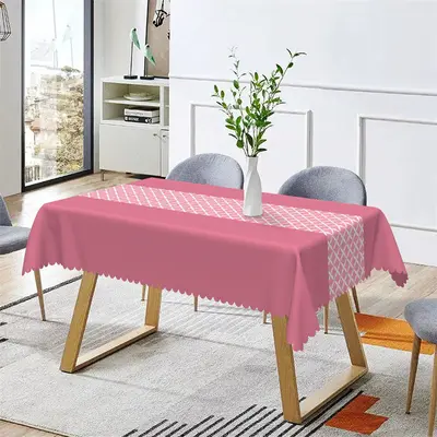Modern Dark Pink Argyle Pattern Rectangle Tablecloth - Aperturee