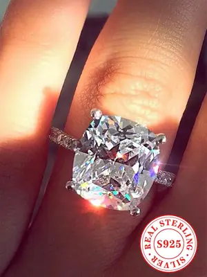 925 Sterling Silver Luxury Gorgeous Artificial Diamond Ring, Fashionable Wedding Engagement Ring, Fashion Jewelry Gift for Wo...