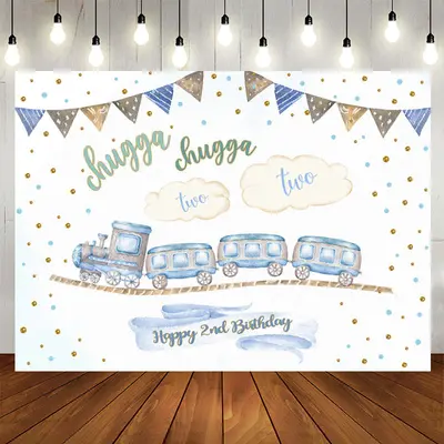 Aperturee Train 2nd Birthday Backdrop for Photoshoot