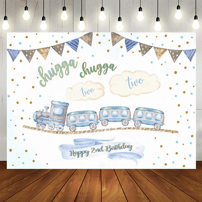 Aperturee Train 2nd Birthday Backdrop for Photoshoot
