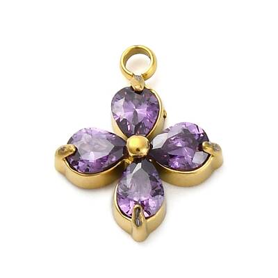 304 Stainless Steel Micro Pave Cubic Zirconia Pendants