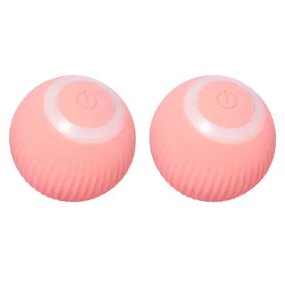 Cat Gravity Intelligent Rolling Ball Tease Toy Pet Automatic Rotating Ball | Color: 2pcs in Pink | Electrical outlet: USB