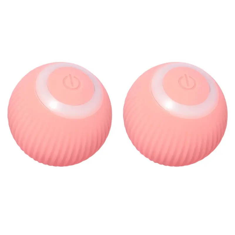Cat Gravity Intelligent Rolling Ball Tease Toy Pet Automatic Rotating Ball | Color: 2pcs in Pink | Electrical outlet: USB