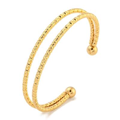 Ion Plating(IP) Textured 304 Stainless Steel Wrap Cuff Bangle for Women